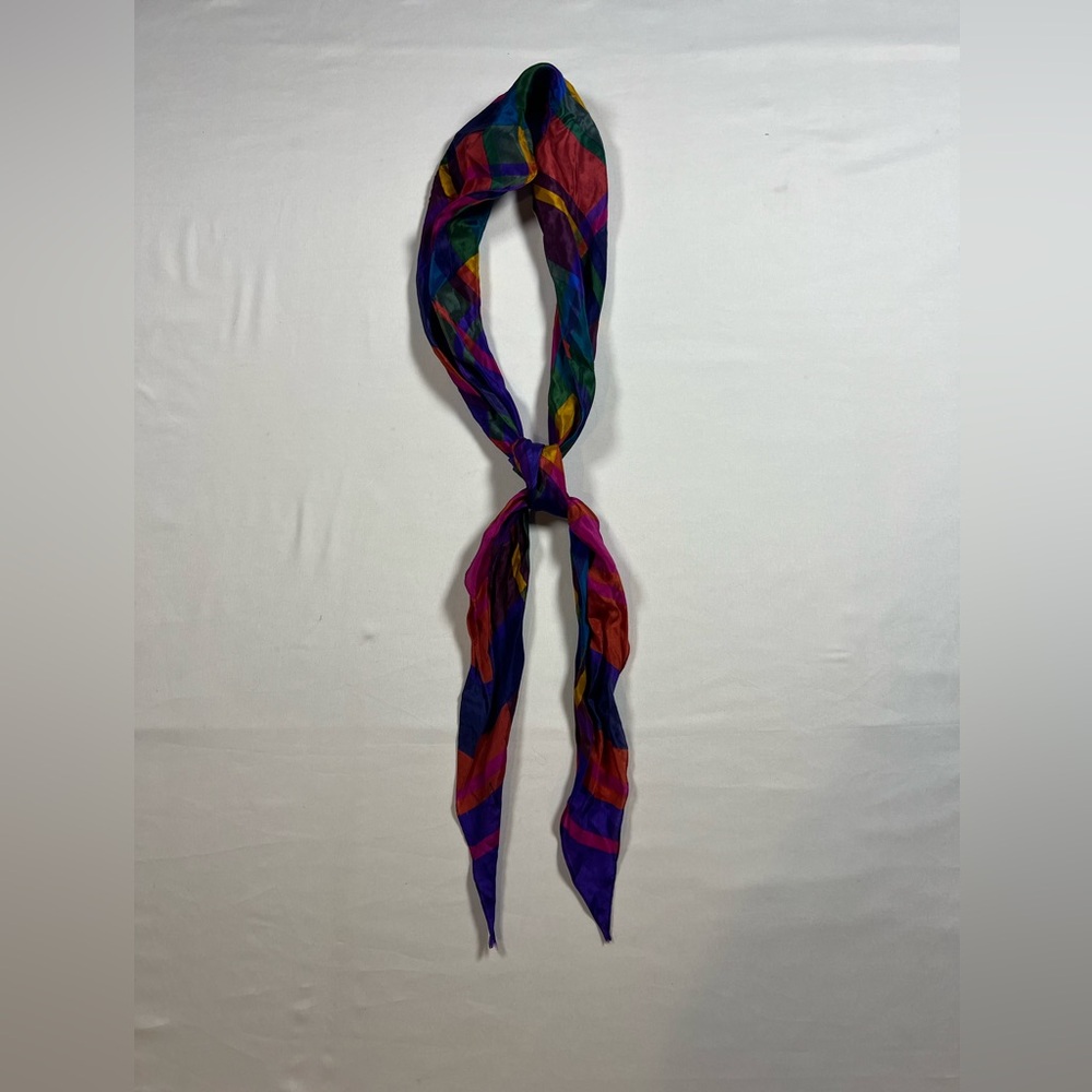 Vintage Liz Claiborne Multicolor plaid Neck Scarf - Women's Fashion Accessory